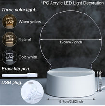 Load image into Gallery viewer, Note Board Creative USB Led Night Light Message Board Nightlights Gift for Kids Girlfriend Bedroom Decoration Led Lamp Christmas
