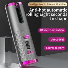 Load image into Gallery viewer, Automatic Wireless Hair Curler Cordless Rotating USB Rechargeable Curling Iron Display Temperature Adjustable Hair Curler
