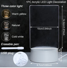Load image into Gallery viewer, Note Board Creative USB Led Night Light Message Board Nightlights Gift for Kids Girlfriend Bedroom Decoration Led Lamp Christmas
